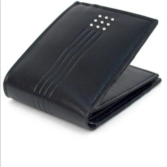 NWT Bifold Stud Men’s Leather Wallet (Black) - Picture 4 of 4